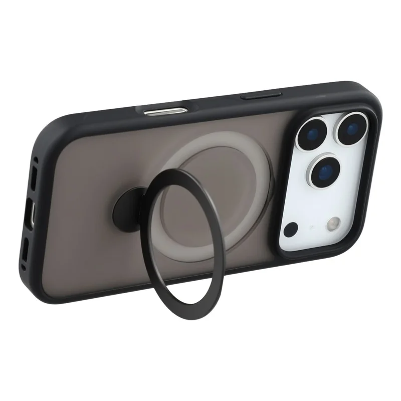 Voor iPhone 17 Pro hoesje draaibare standaard TPU + PC magnetisch telefoonhoesje - Zwart