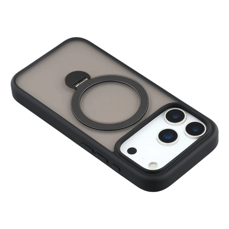 Voor iPhone 17 Pro hoesje draaibare standaard TPU + PC magnetisch telefoonhoesje - Zwart