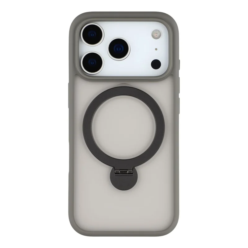 Voor iPhone 17 Pro hoesje draaibare standaard TPU + PC magnetisch telefoonhoesje - Grijs