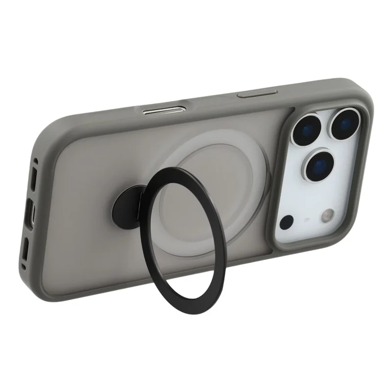 Voor iPhone 17 Pro hoesje draaibare standaard TPU + PC magnetisch telefoonhoesje - Grijs