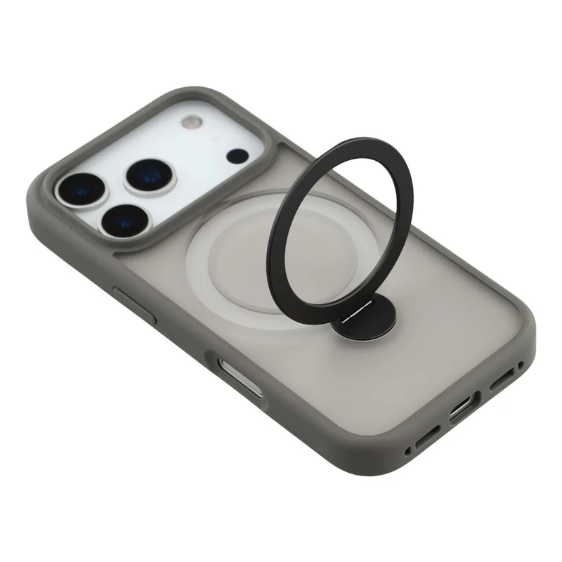 Voor iPhone 17 Pro hoesje draaibare standaard TPU + PC magnetisch telefoonhoesje - Grijs