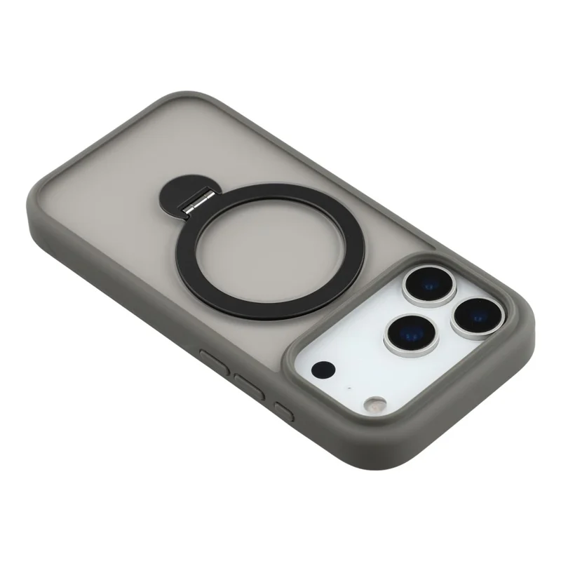 Voor iPhone 17 Pro hoesje draaibare standaard TPU + PC magnetisch telefoonhoesje - Grijs