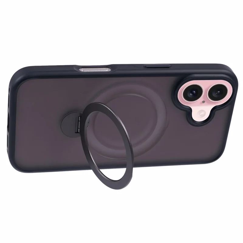 For iPhone 17 Case Rotating Kickstand TPU + PC Magnetic Phone Cover - Black