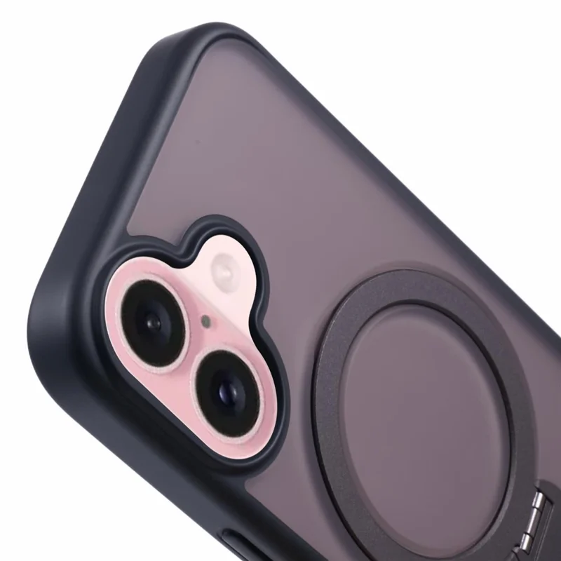 For iPhone 17 Case Rotating Kickstand TPU + PC Magnetic Phone Cover - Black