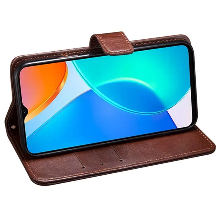 IDEWEI Carteira com Textura de Cavalo Louco Capa de Suporte para Honor X6 4G, Caso de Telefone de Couro PU Anti-arranhões com Fecho Magnético - Marrom 