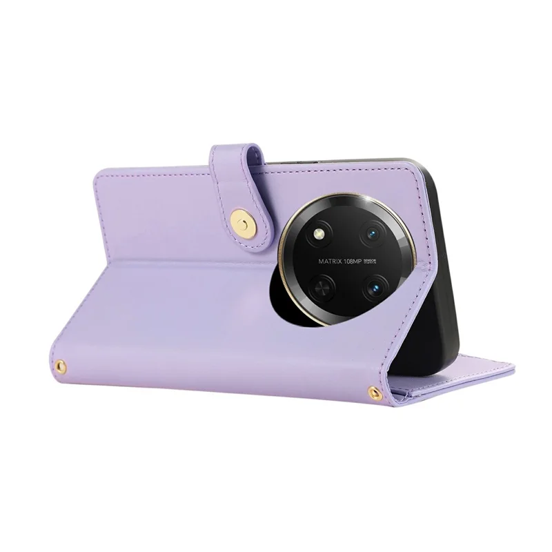 Phone Case For Honor X60 Pro 5G / X9c 5G / Magic7 Lite 5G Multi Card Slots Zipper Rhombus Leather Cover with Wrist Strap - Purple