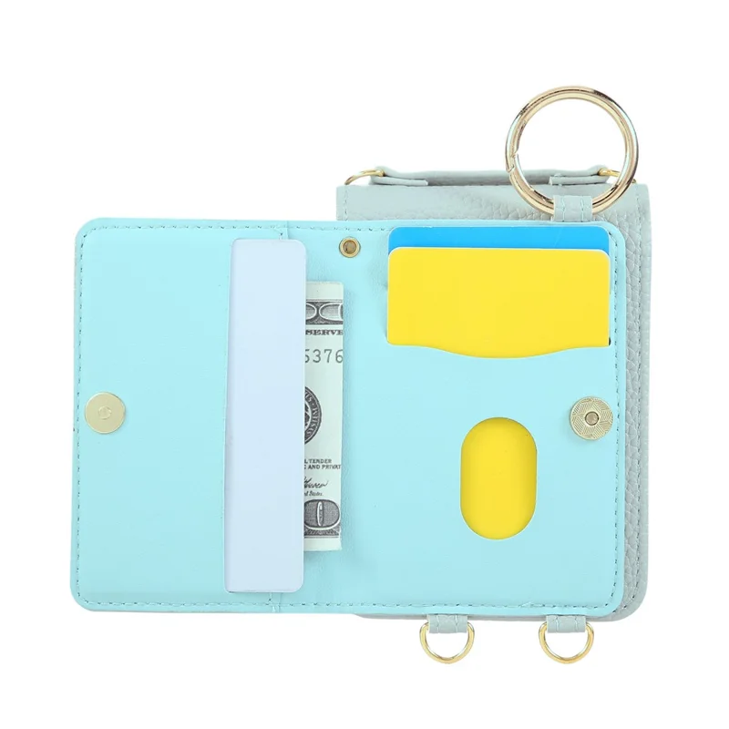 Funda para Samsung Galaxy Z Flip7 5G con Soporte Tipo Rombo de Cuero + TPU con Correa para el Hombro - Azul