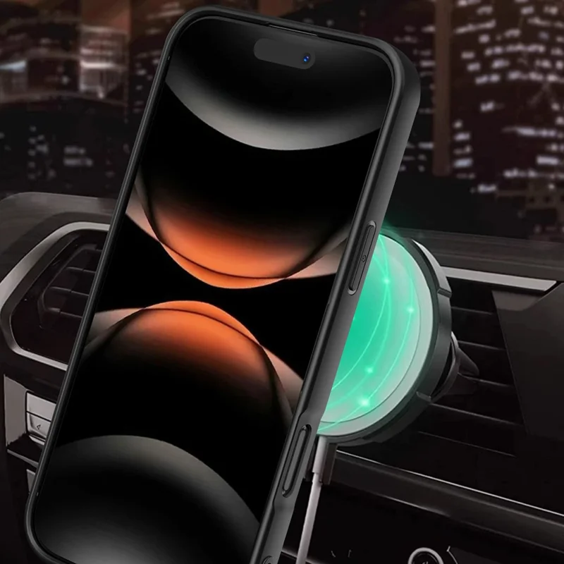 For iPhone 17 Air Magnetic Case Rotating Kickstand TPU + PC Phone Cover - Black