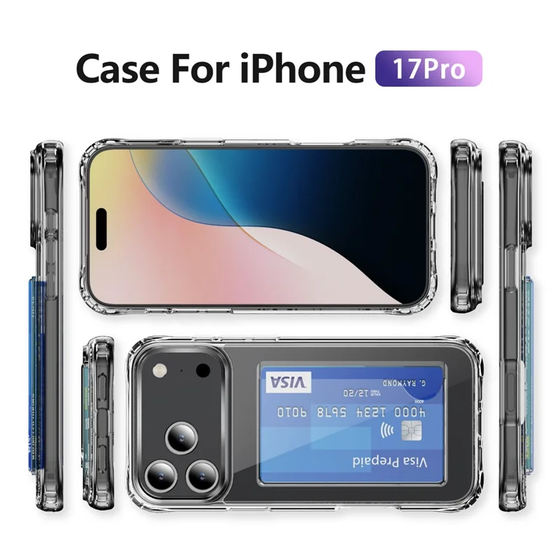 For iPhone 18 Pro / 17 Pro Case Protective TPU Phone Cover with Card Holder