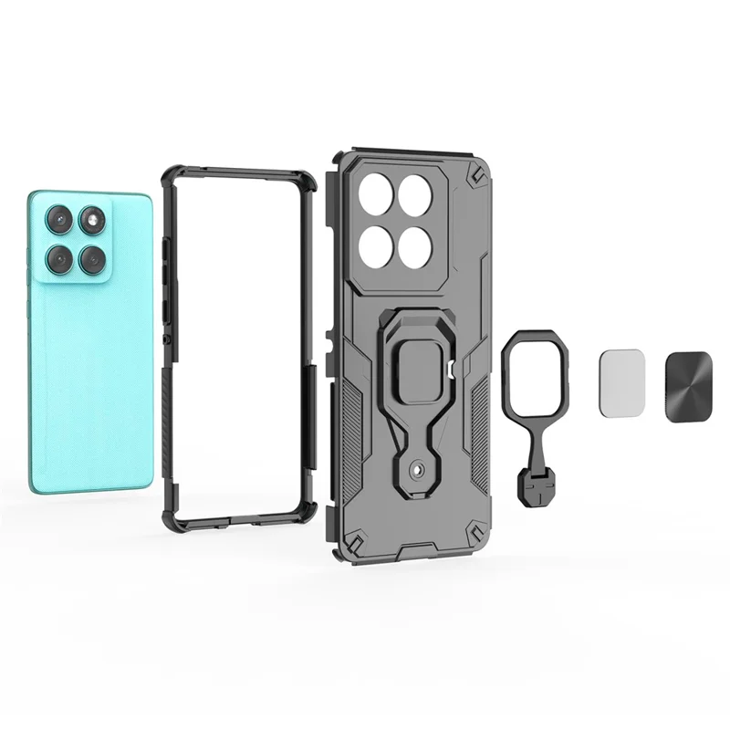 For Motorola Edge 60 Fusion 5G Case Rotatable Ring Kickstand PC + TPU Shockproof Phone Cover - Black