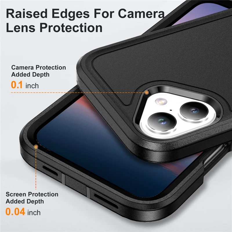 For iPhone 17 Case Case Kickstand Phone Cover PC + Silicone + EVA 3-in-1 Design - Black + Black