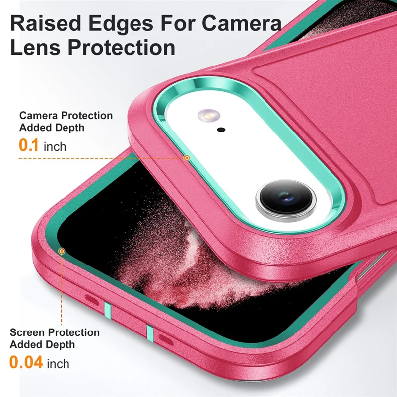Für iPhone 17 Air Case Hülle mit Ständer Handyhülle PC + Silikon + EVA 3-in-1 Design - Rosa + Hellcyan