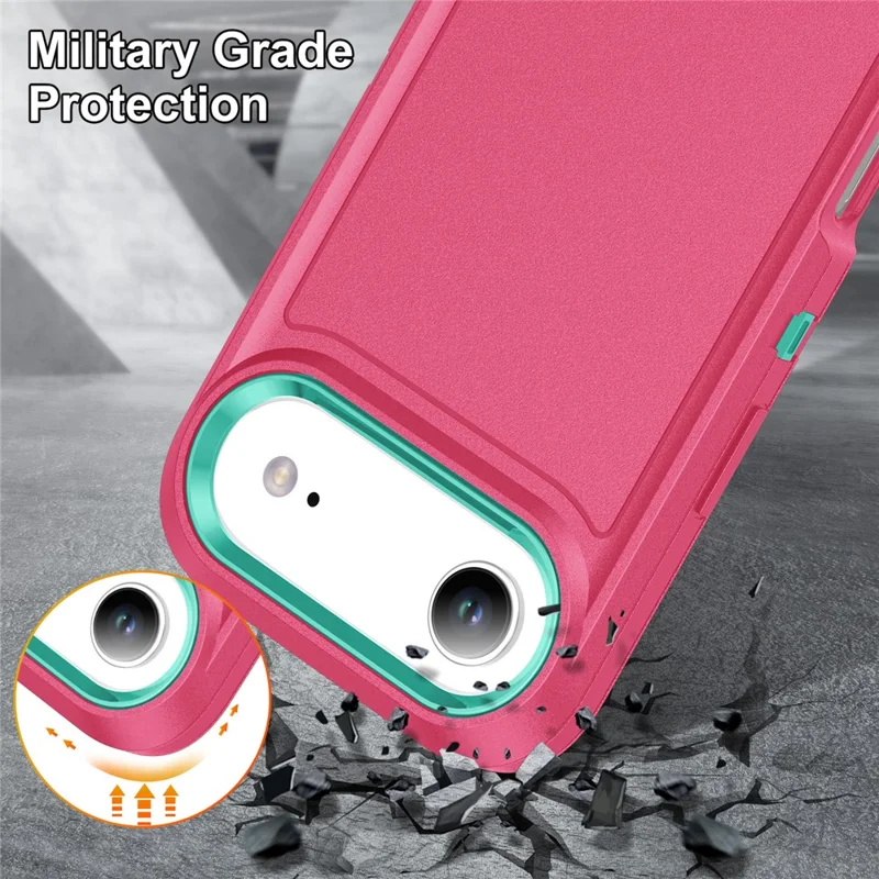 Für iPhone 17 Air Case Hülle mit Ständer Handyhülle PC + Silikon + EVA 3-in-1 Design - Rosa + Hellcyan