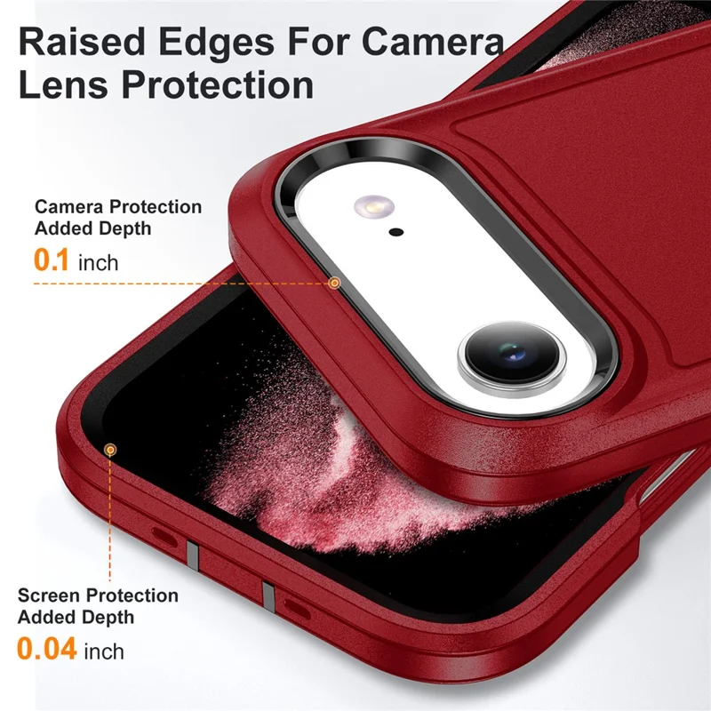 For iPhone Air Case Case Kickstand Phone Cover PC + Silicone + EVA 3-in-1 Design - Red + Black