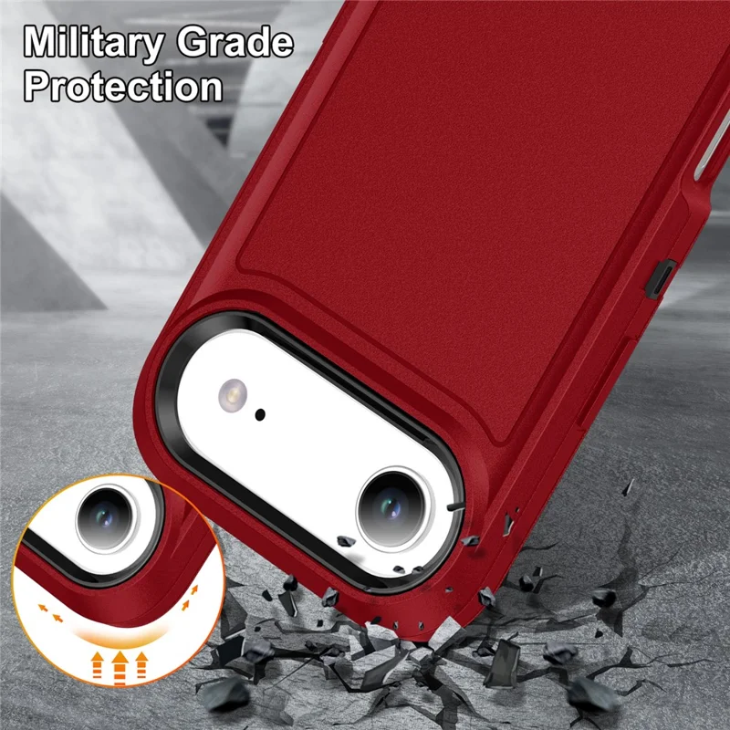 For iPhone Air Case Case Kickstand Phone Cover PC + Silicone + EVA 3-in-1 Design - Red + Black