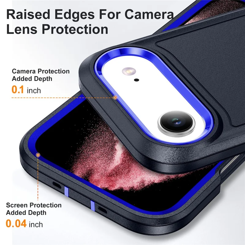 For iPhone Air Case Case Kickstand Phone Cover PC + Silicone + EVA 3-in-1 Design - Dark Blue + Sapphire