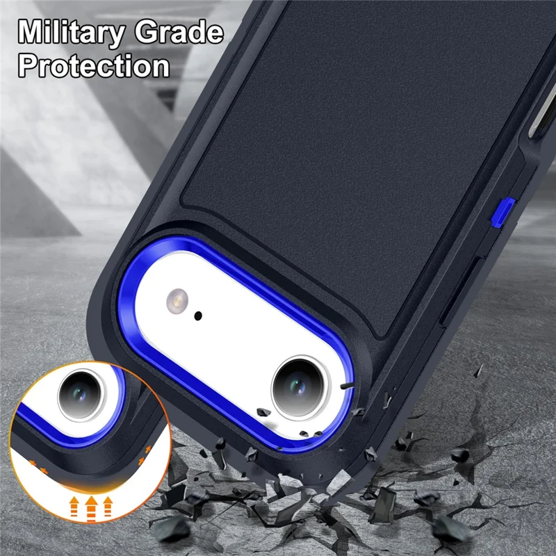 For iPhone Air Case Case Kickstand Phone Cover PC + Silicone + EVA 3-in-1 Design - Dark Blue + Sapphire