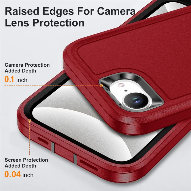 For iPhone 17e / 16e Case Case Kickstand Phone Cover PC + Silicone + EVA 3-in-1 Design - Red + Black
