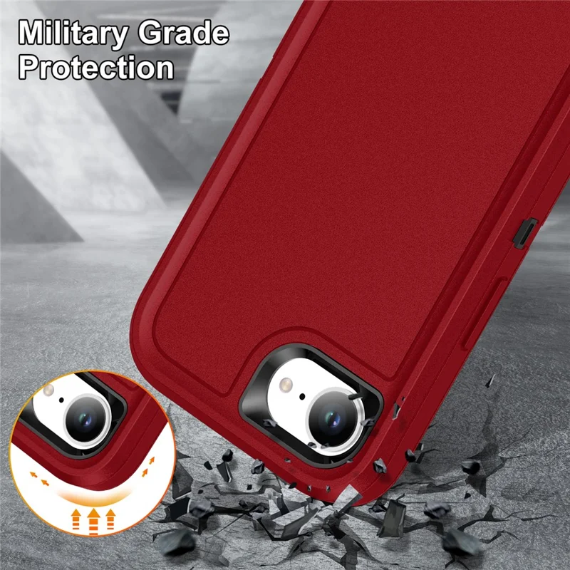 For iPhone 17e / 16e Case Case Kickstand Phone Cover PC + Silicone + EVA 3-in-1 Design - Red + Black