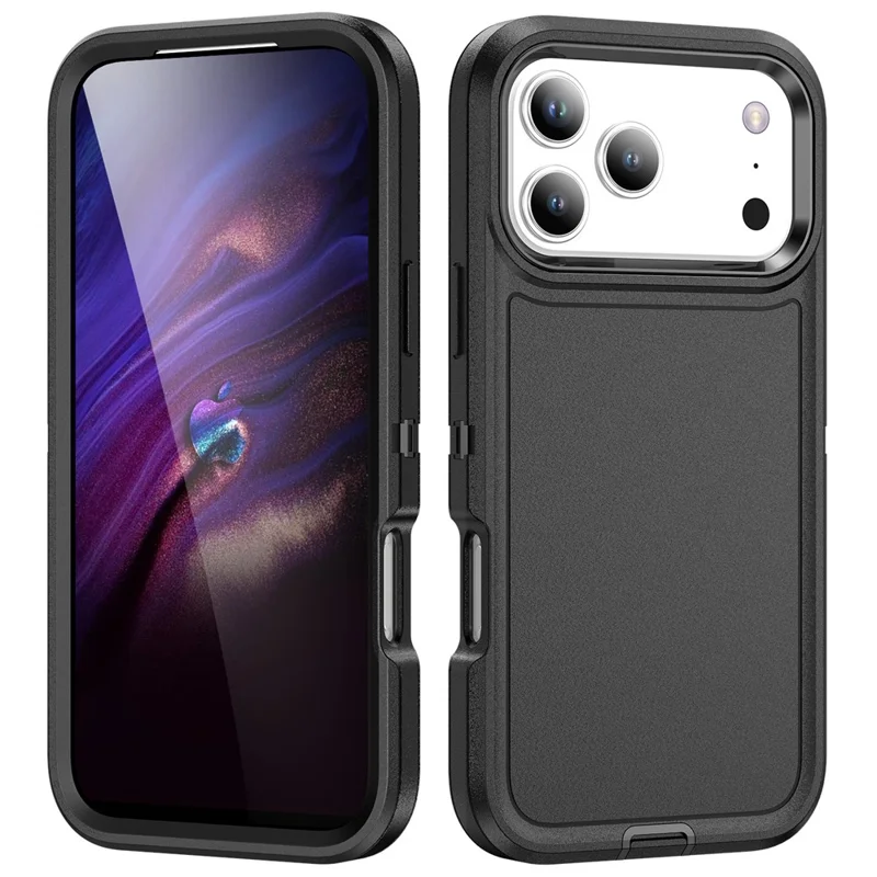 Чехол для iPhone 17 Pro Max PC + Силикон + EVA 3 в 1 противоударный - Черный + Черный