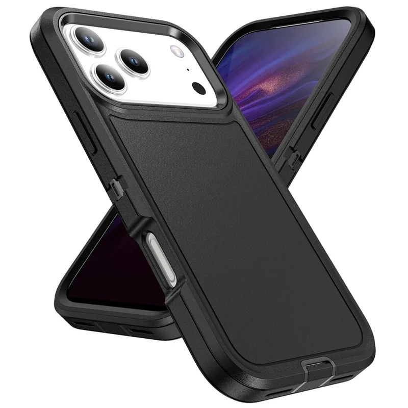 Чехол для iPhone 17 Pro Max PC + Силикон + EVA 3 в 1 противоударный - Черный + Черный