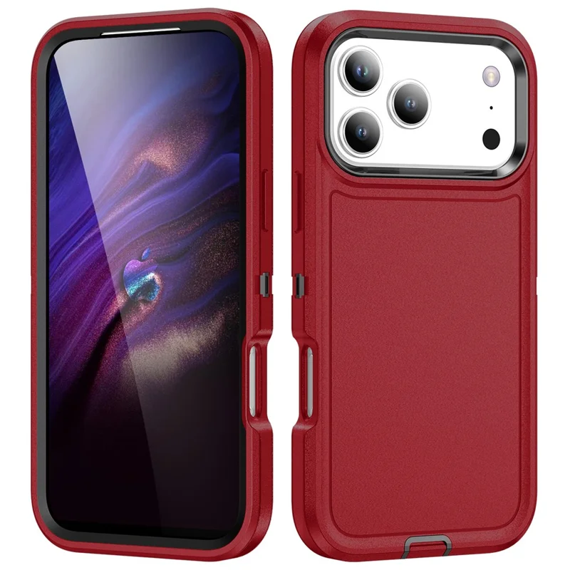For iPhone 17 Pro Case PC + Silicone + EVA 3 in 1 Shockproof Phone Cover - Red + Black