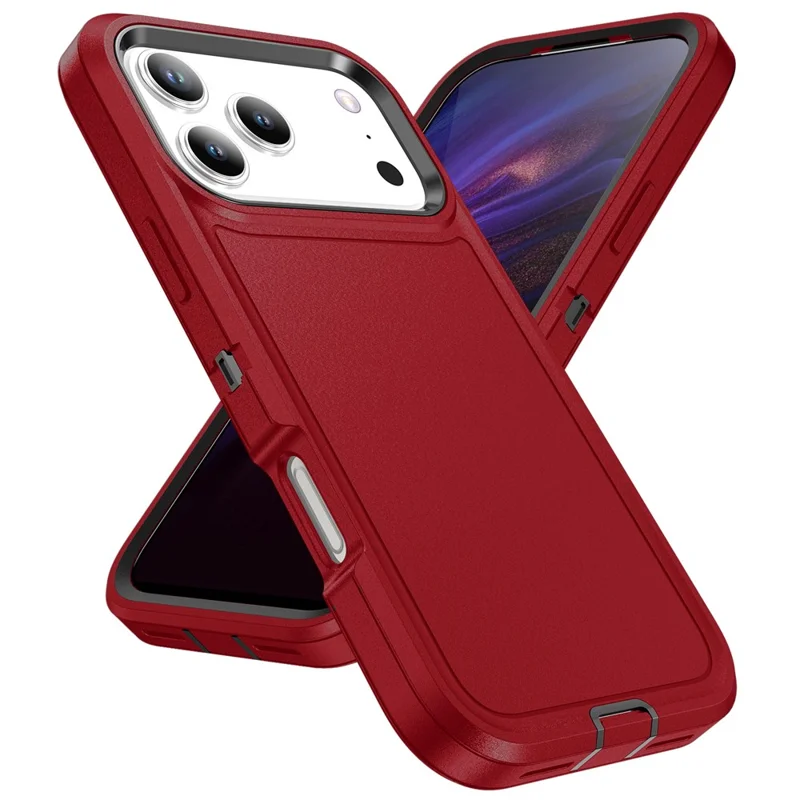 For iPhone 17 Pro Case PC + Silicone + EVA 3 in 1 Shockproof Phone Cover - Red + Black