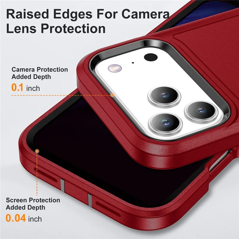 For iPhone 17 Pro Case PC + Silicone + EVA 3 in 1 Shockproof Phone Cover - Red + Black