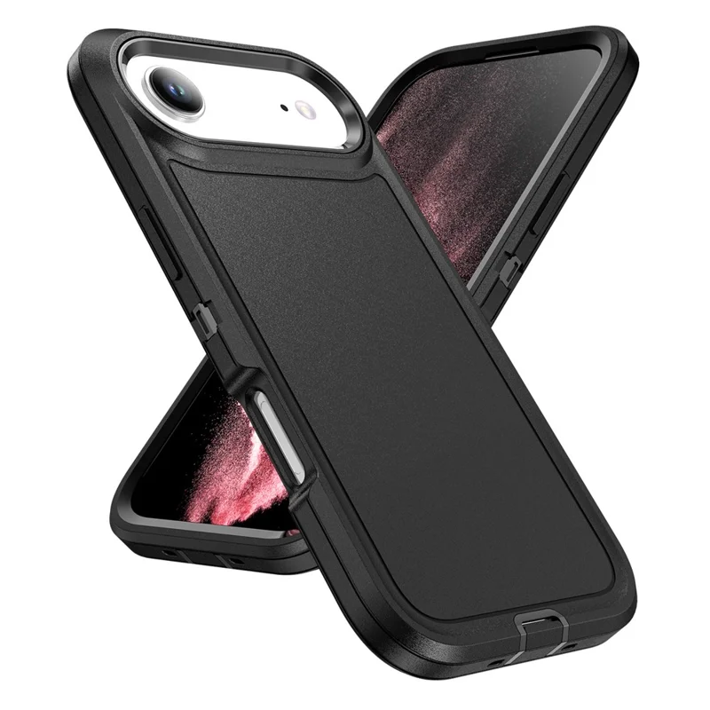 For iPhone 17 Air Case PC + Silicone + EVA 3 in 1 Shockproof Phone Cover - Black + Black