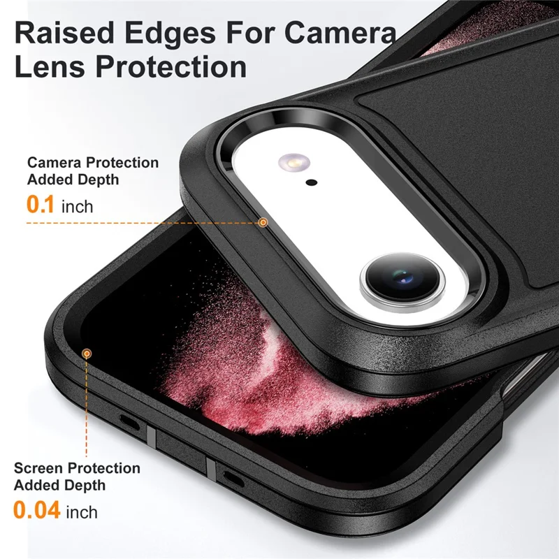 For iPhone 17 Air Case PC + Silicone + EVA 3 in 1 Shockproof Phone Cover - Black + Black