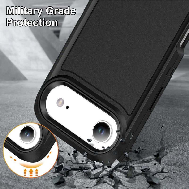 For iPhone 17 Air Case PC + Silicone + EVA 3 in 1 Shockproof Phone Cover - Black + Black