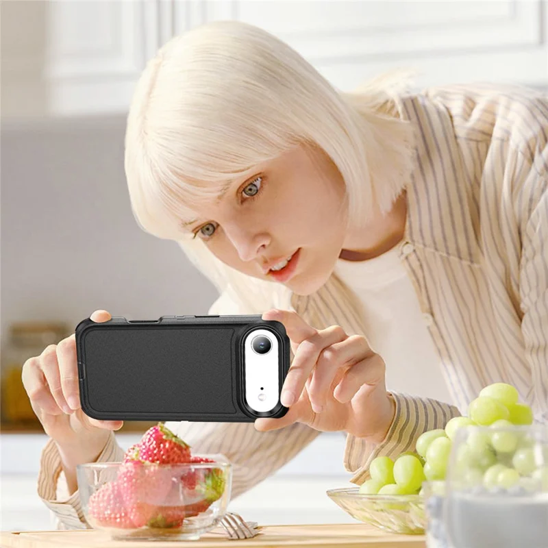 For iPhone 17 Air Case PC + Silicone + EVA 3 in 1 Shockproof Phone Cover - Black + Black