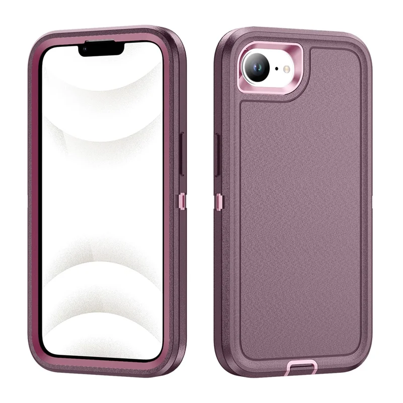 For iPhone 17e / 16e Case PC + Silicone + EVA 3 in 1 Shockproof Phone Cover - Purple + Pink