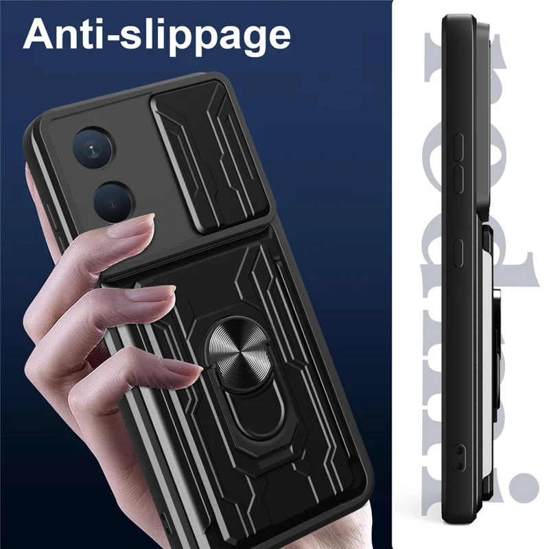 For OnePlus Nord CE4 Lite 5G Case PC + TPU Kickstand Phone Back Cover with Camera Slider - Rose Gold
