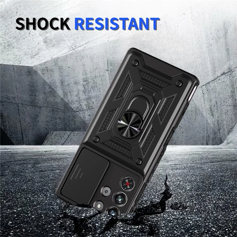 For ZTE nubia RedMagic 10 Pro 5G Case with Slide Camera Lid PC + TPU Kickstand Phone Cover - Silver