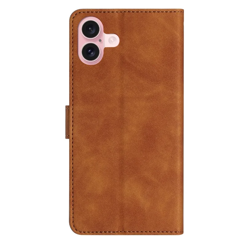For iPhone 17 Case Imprinted Butterfly Leather Wallet Phone Cover with Hand Strap - Brown