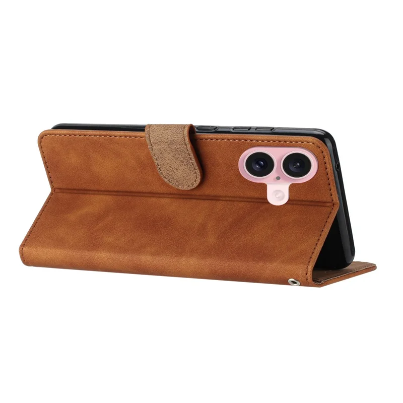 For iPhone 17 Case Imprinted Butterfly Leather Wallet Phone Cover with Hand Strap - Brown