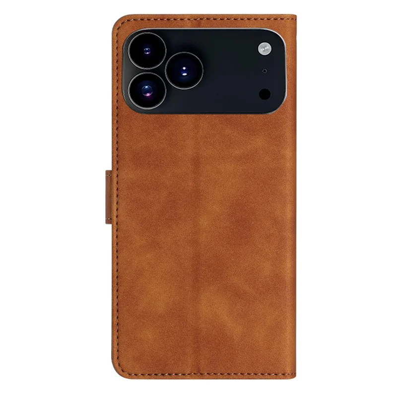 For iPhone 17 Pro Case Imprinted Butterfly Leather Wallet Phone Cover with Hand Strap - Brown