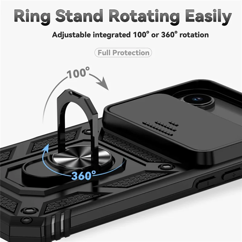 Pour iPhone 17 Étui Air en PC + TPU avec Protection d'Objectif et Béquille - Noir