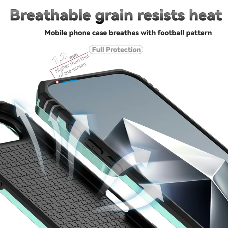 For iPhone Air Case PC + TPU Phone Cover with Lens Protection Kickstand - Blackish Green