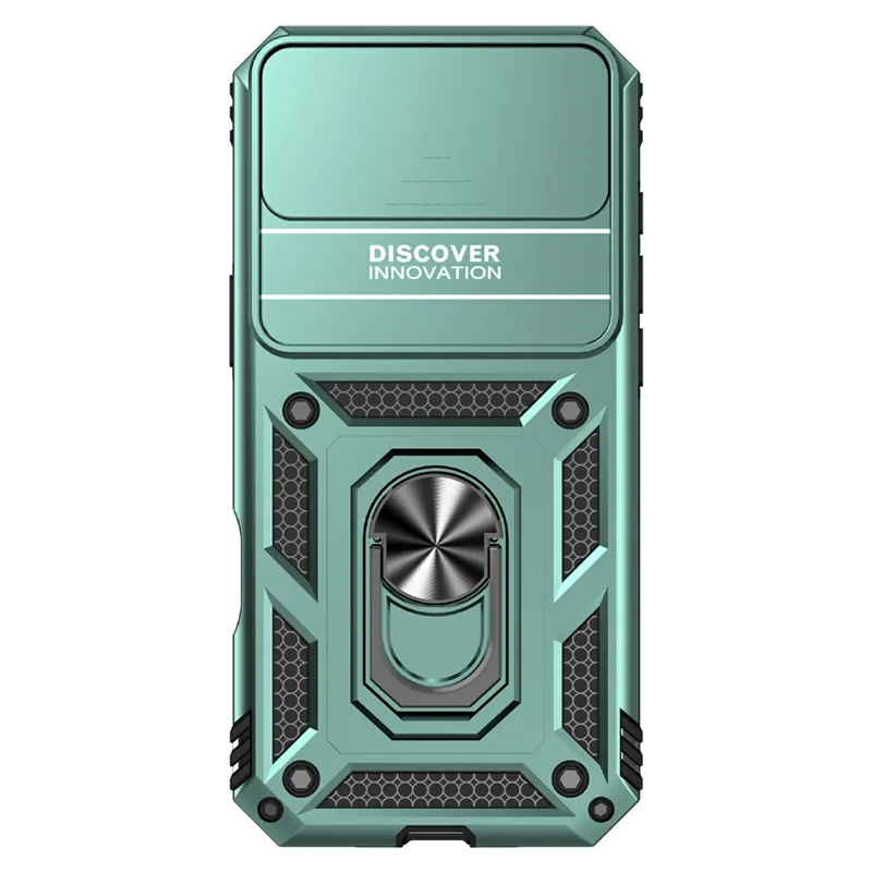 For iPhone Air Case PC + TPU Phone Cover with Lens Protection Kickstand - Blackish Green