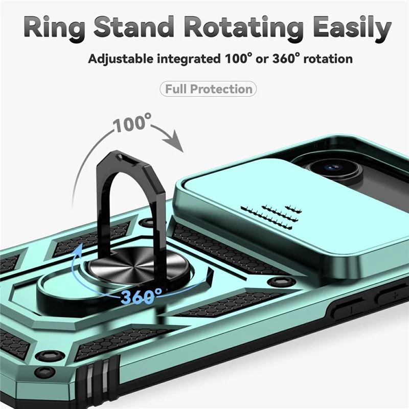 For iPhone Air Case PC + TPU Phone Cover with Lens Protection Kickstand - Blackish Green