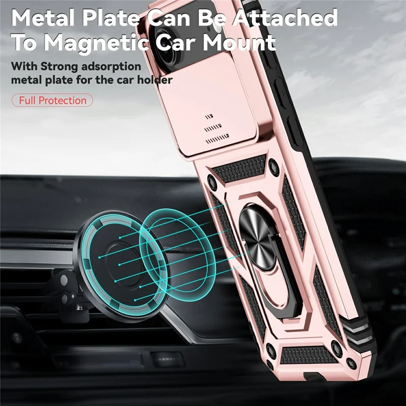 For iPhone Air Case PC + TPU Phone Cover with Lens Protection Kickstand - Rose Gold