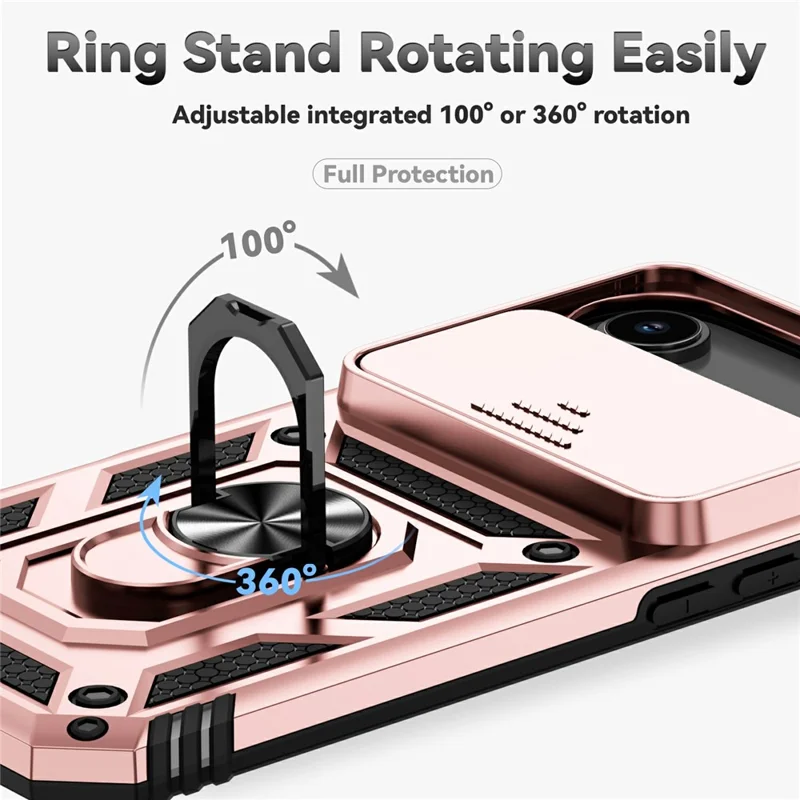 For iPhone Air Case PC + TPU Phone Cover with Lens Protection Kickstand - Rose Gold