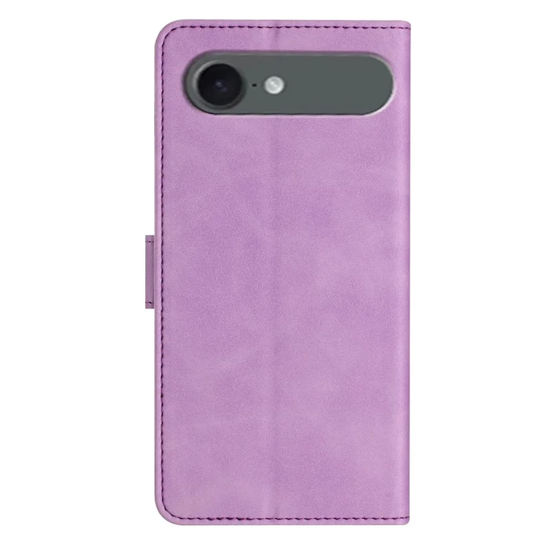 For iPhone 17 Air Case Imprinted Butterfly Leather Wallet Phone Cover with Hand Strap - Purple