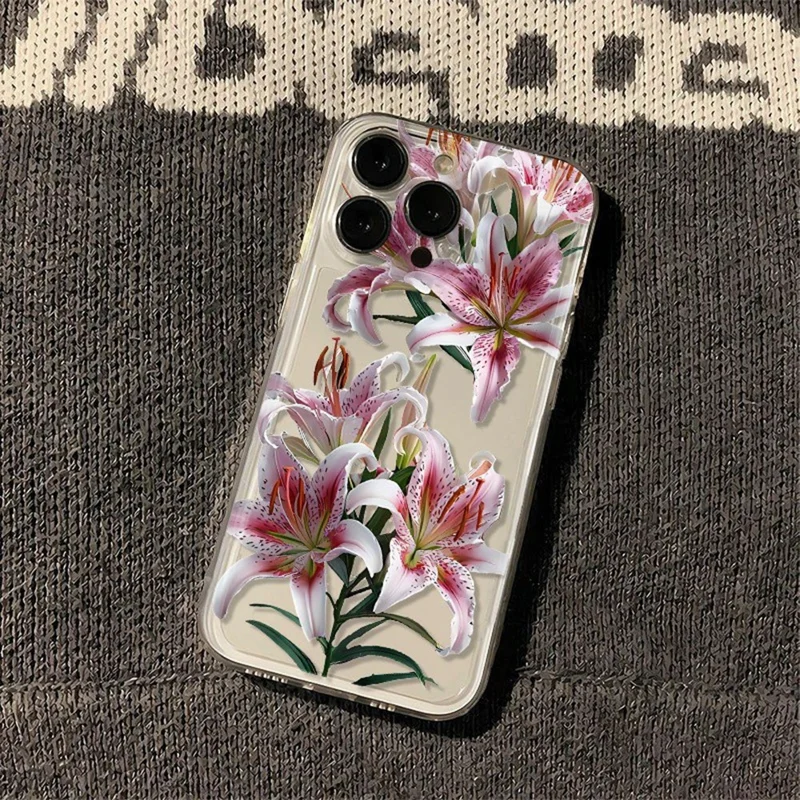 Für iPhone 13 Pro Max Hülle Blumenlilien-Muster TPU Handyhülle