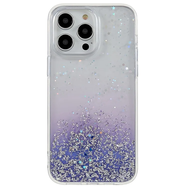 DFANS Starlight Shining Series Para Iphone 14 Pro Glittery Decor Design Caso Protetor PC+TPU Anti-scratch Tampa - Roxo