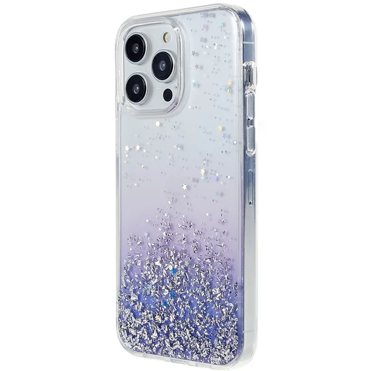 DFANS Starlight Shining Series Para Iphone 14 Pro Glittery Decor Design Caso Protetor PC+TPU Anti-scratch Tampa - Roxo