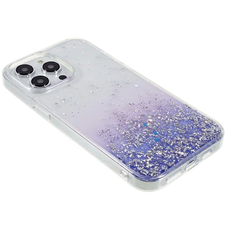 DFANS Starlight Shining Series Para Iphone 14 Pro Glittery Decor Design Caso Protetor PC+TPU Anti-scratch Tampa - Roxo