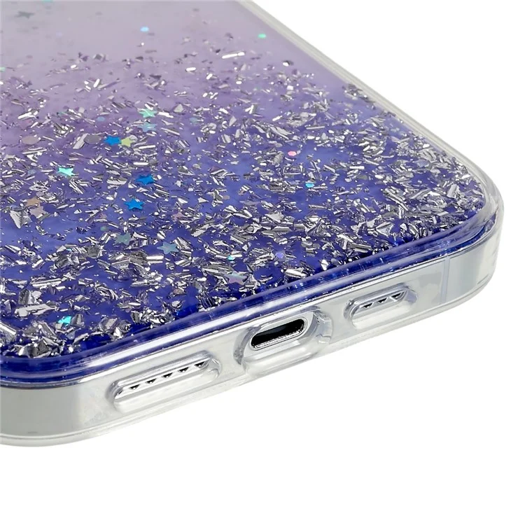 DFANS Starlight Shining Series Para Iphone 14 Pro Glittery Decor Design Caso Protetor PC+TPU Anti-scratch Tampa - Roxo